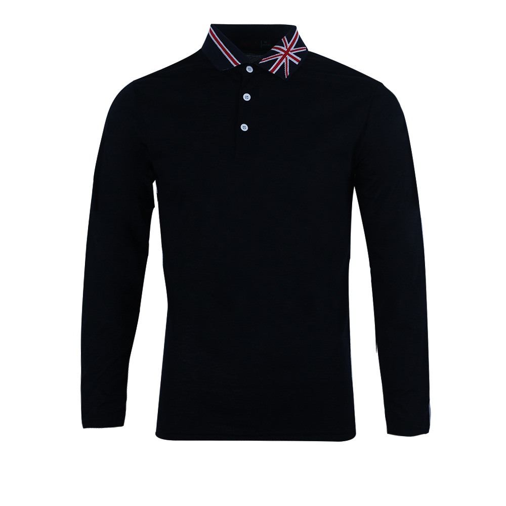 Men's Long Sleeve Polo Shirt Lapel T-Shirt National Flag Long Sleeve